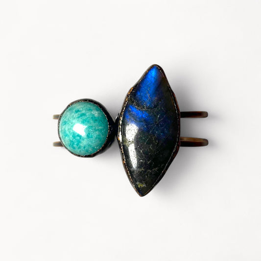 Star Current - Spectrolite & Amazonite Cuff Bracelet